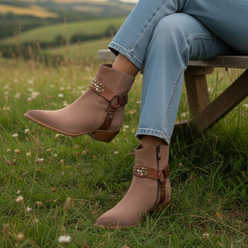 Antelope Demi Boots Women's 10.5-11 US EU 41 Blush Suede Western. Leather